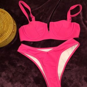 Neon pink bikini